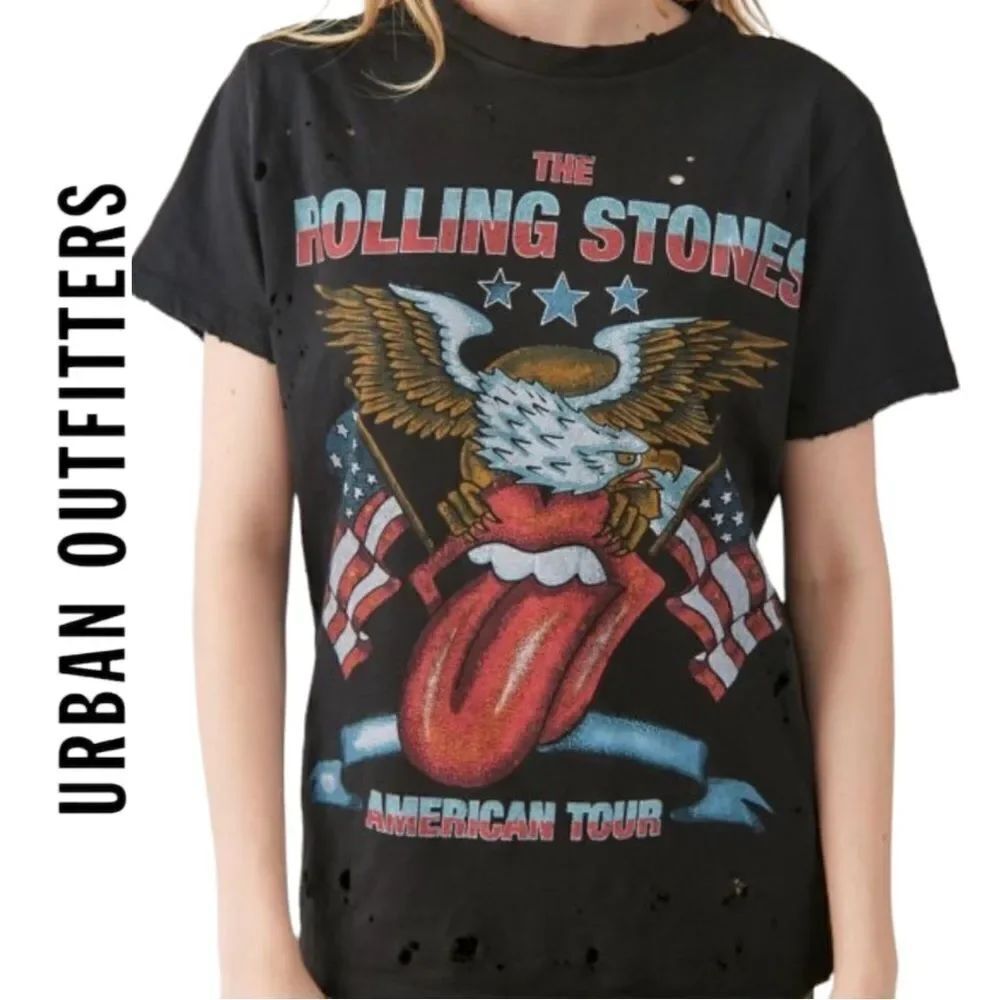 NEW The Rolling Stones Urban Outfitters UO American Tour Distressed Shirt Tee M